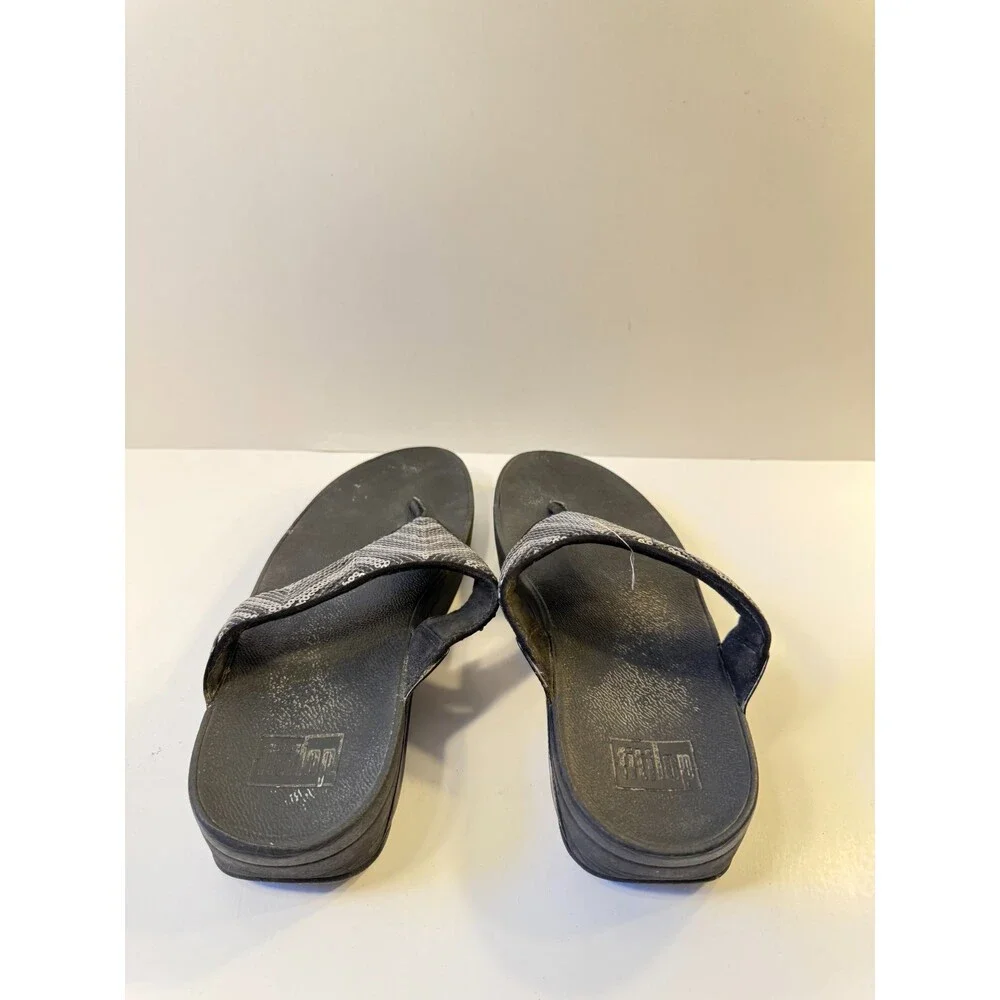 Fit Flop Womens Sandals Lulu Sequin Zigzap Black Strap US 10
